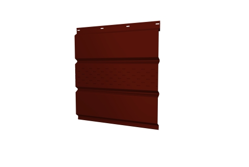 Софит металлический центральная перфорация 0,5 Satin с пленкой RAL 3009 оксидно-красный