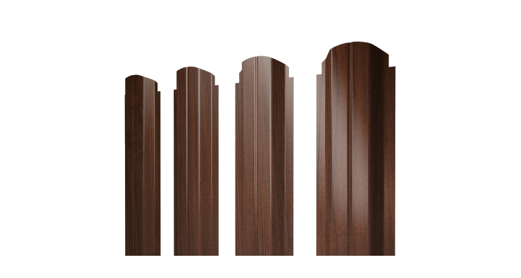 Штакетник П-образный А фигурный 0,45 Print Elite Choco Wood TwinColor