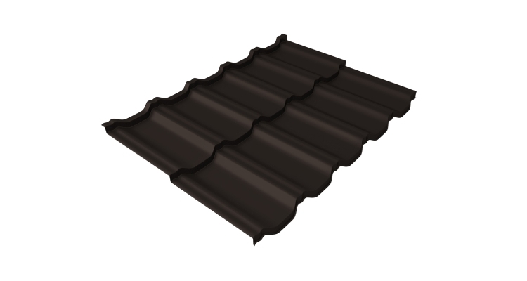 Металлочерепица модульная квинта Uno Grand Line c 3D резом 0,5 Satin Matt TX RR 32 темно-коричневый