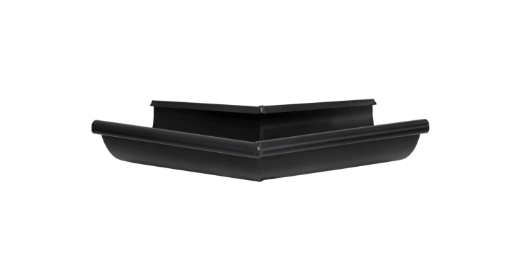 Угол желоба внешний PU 135 гр 125 мм Мatt RAL 9005 черный