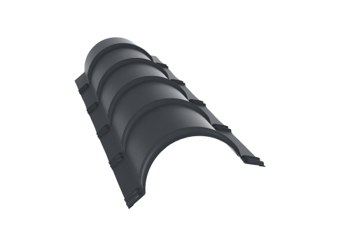 Планка конька полукруглого 0,5 Satin с пленкой RAL 7024 мокрый асфальт (1,97м)