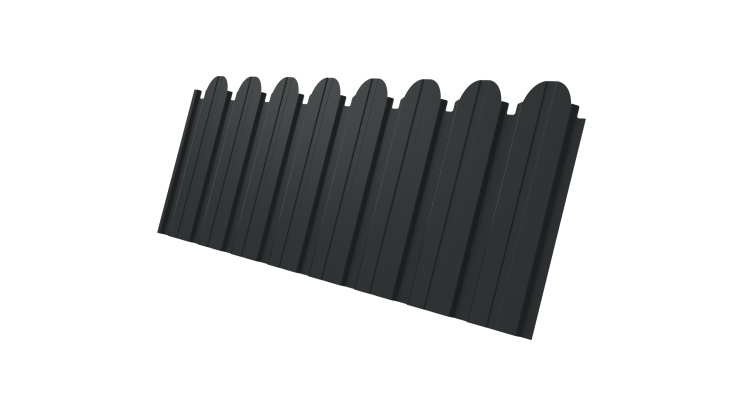 Профнастил С10В фигурный Grand Line 0.5 GreenCoat Pural BT, matt с пленкой RR2H3 антрацитово-серый