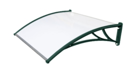 Козырек Krovent из поликарбоната 1500х930х280 молочный (зеленый кронштейн)