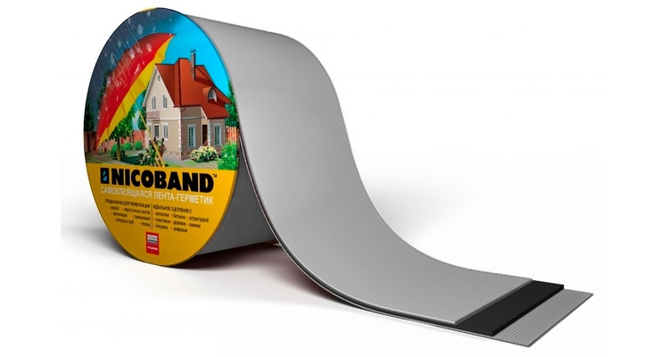 Лента герметизирующая Технониколь Nicoband самоклеящаяся 10мх15см, серебристая