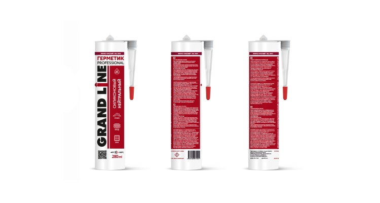 Герметик Grand Line Professional кровельный силиконовый нейтральный 280мл RAL 3005 винно-красный